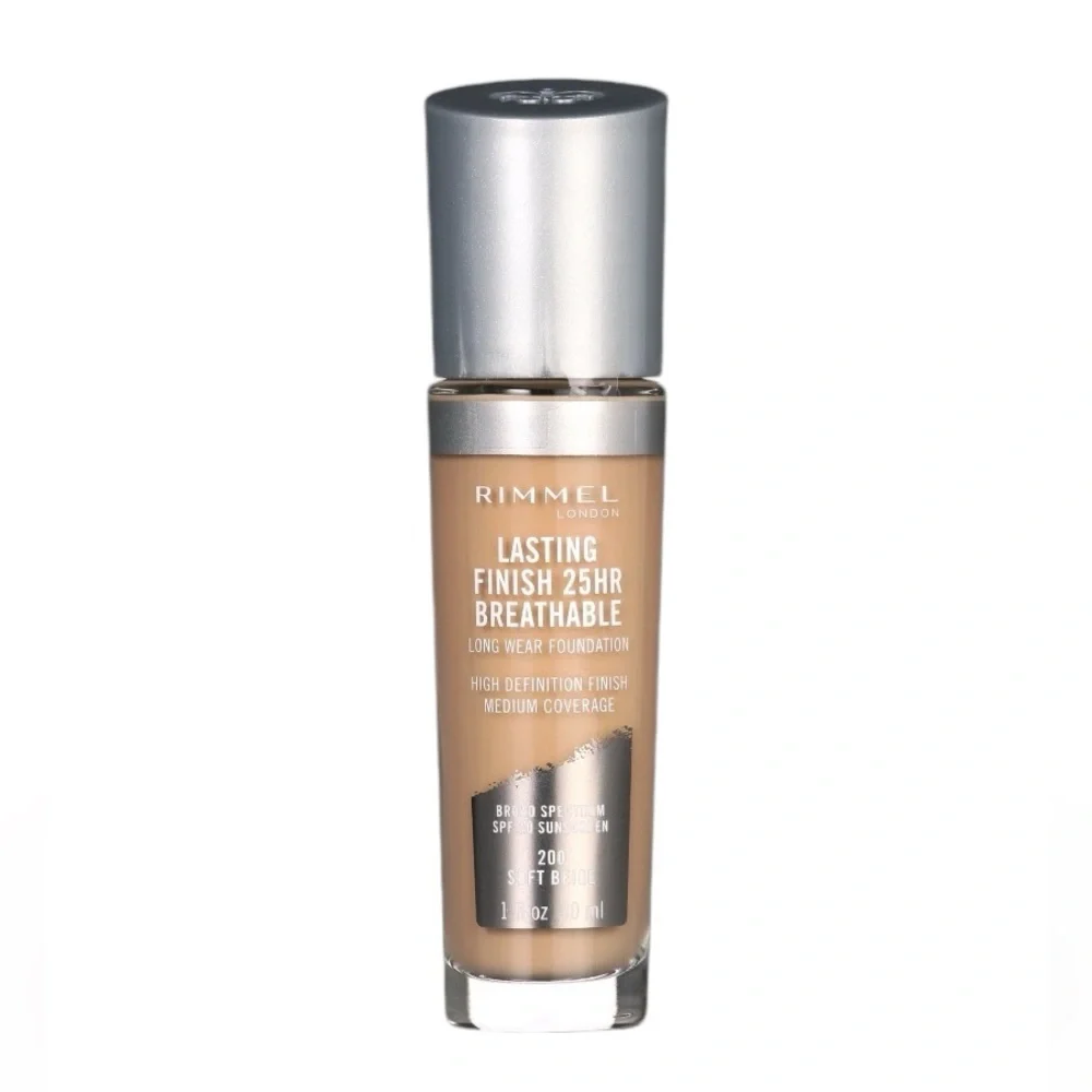 💎 Rimmel London Lasting Finish 25HR Breathable Foundation Shade Soft Beige
